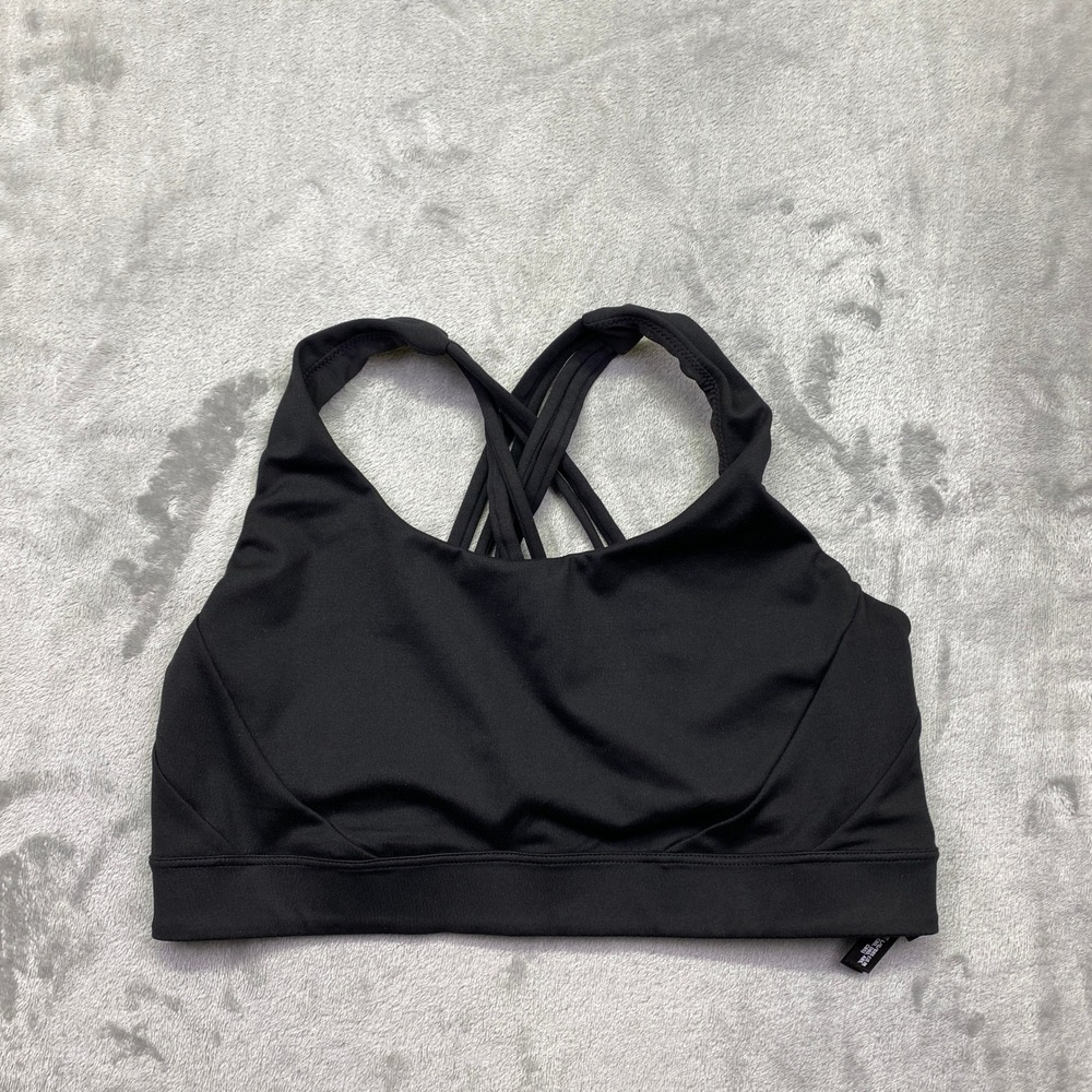 Victoria's Secret Sport ON POINT Black Strappy Sports Bra‎ Size L